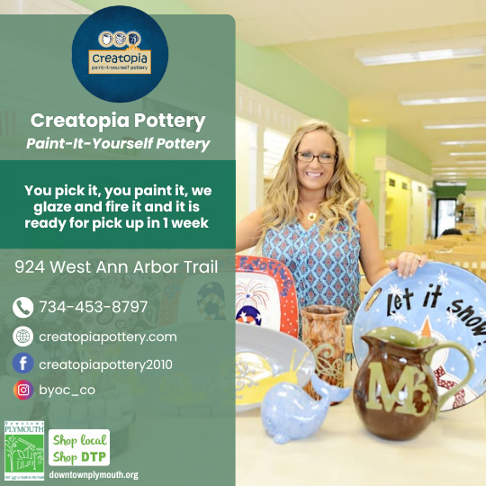 Creatopia Pottery Downtown Plymouth Michigan 48170